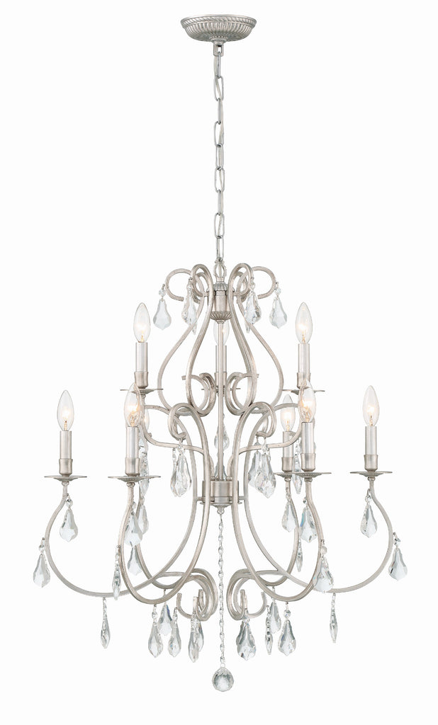 Ashton 9 Light Hand Cut Crystal Olde Silver Chandelier Chandelier Crystorama