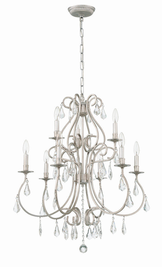 Ashton 9 Light Hand Cut Crystal Olde Silver Chandelier Chandelier Crystorama