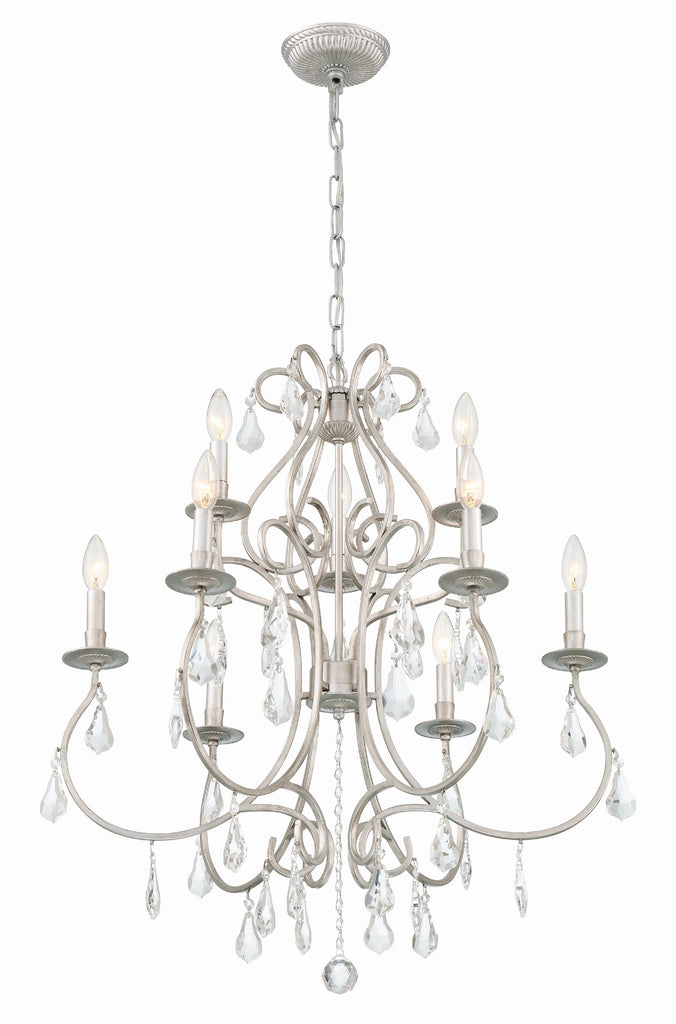 Ashton 9 Light Hand Cut Crystal Olde Silver Chandelier Chandelier Crystorama