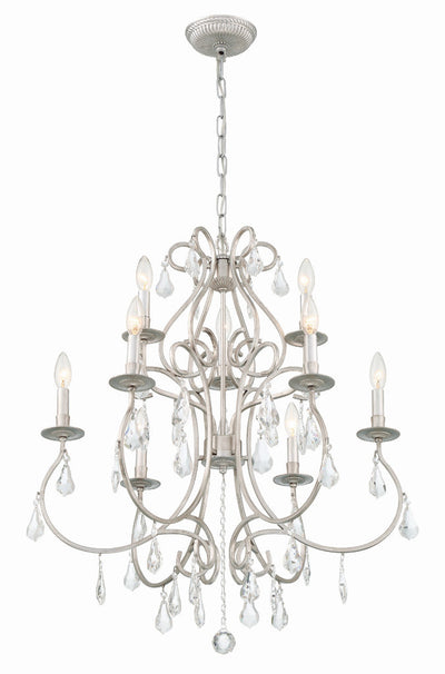 Ashton 9 Light Hand Cut Crystal Olde Silver Chandelier Chandelier Crystorama