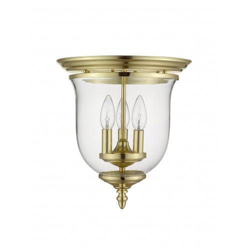 3 Light Polished Brass Ceiling Mount Flush Mount Livex