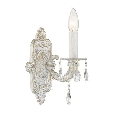 Paris Market 1 Light Clear Crystal Antique White Sconce Wall Sconce Crystorama