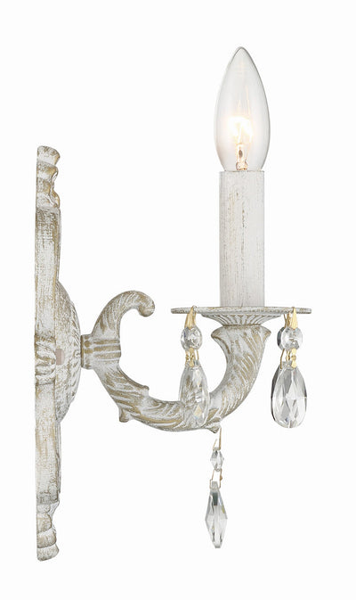 Paris Market 1 Light Clear Crystal Antique White Sconce Wall Sconce Crystorama