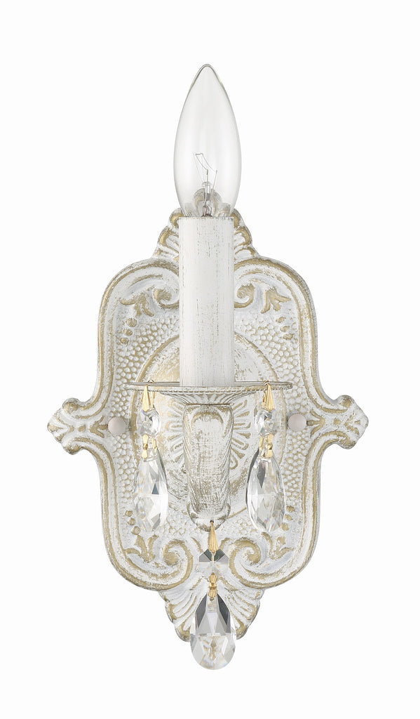 Paris Market 1 Light Clear Crystal Antique White Sconce Wall Sconce Crystorama