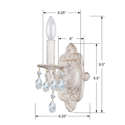 Paris Market 1 Light Clear Crystal Antique White Sconce Wall Sconce Crystorama