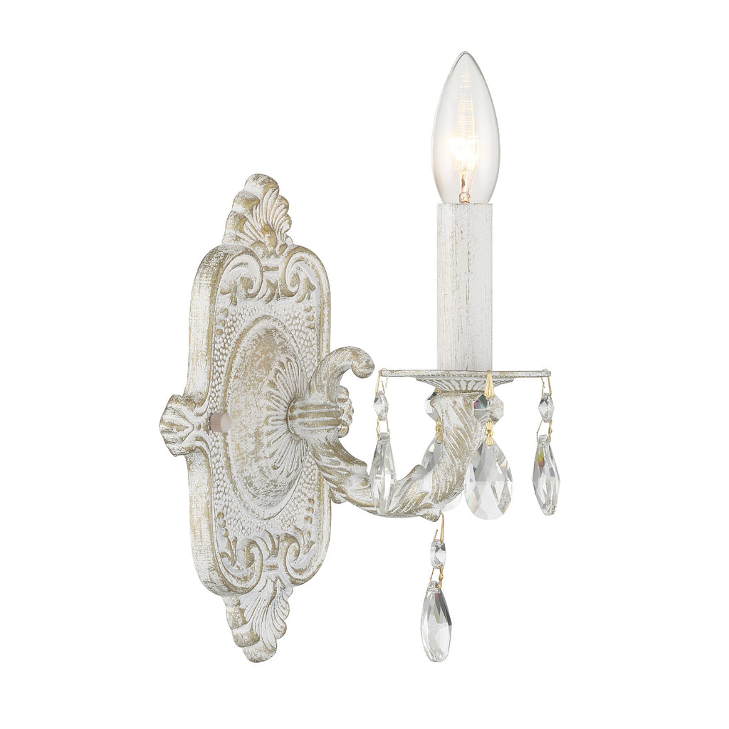 Paris Market 1 Light Swarovski Strass Crystal Antique White Sconce Wall Sconce Crystorama