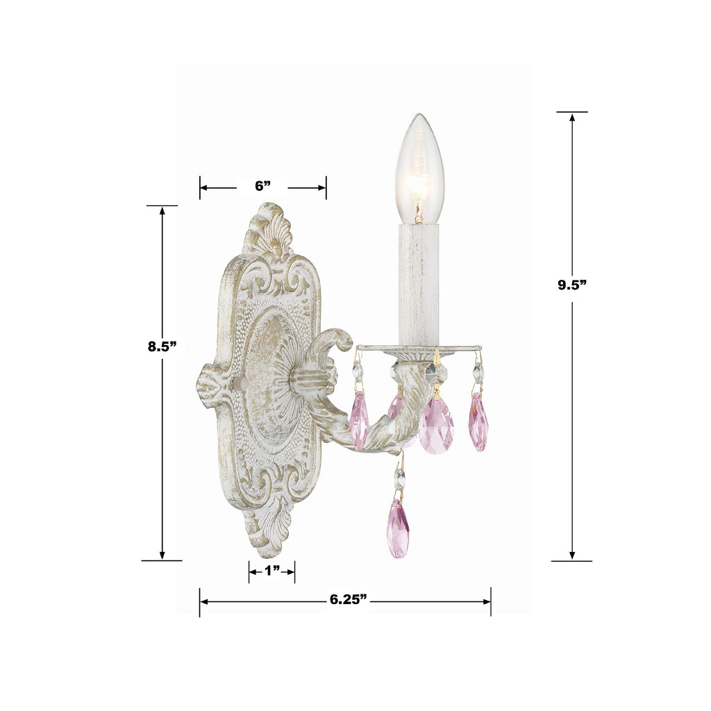 Paris Market 1 Light Rose Crystal Antique White Sconce Wall Sconce Crystorama