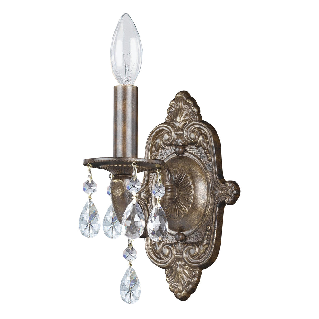 Paris Market 1 Light Rose Crystal Antique White Sconce Wall Sconce Crystorama