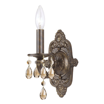 Paris Market 1 Light Rose Crystal Antique White Sconce Wall Sconce Crystorama