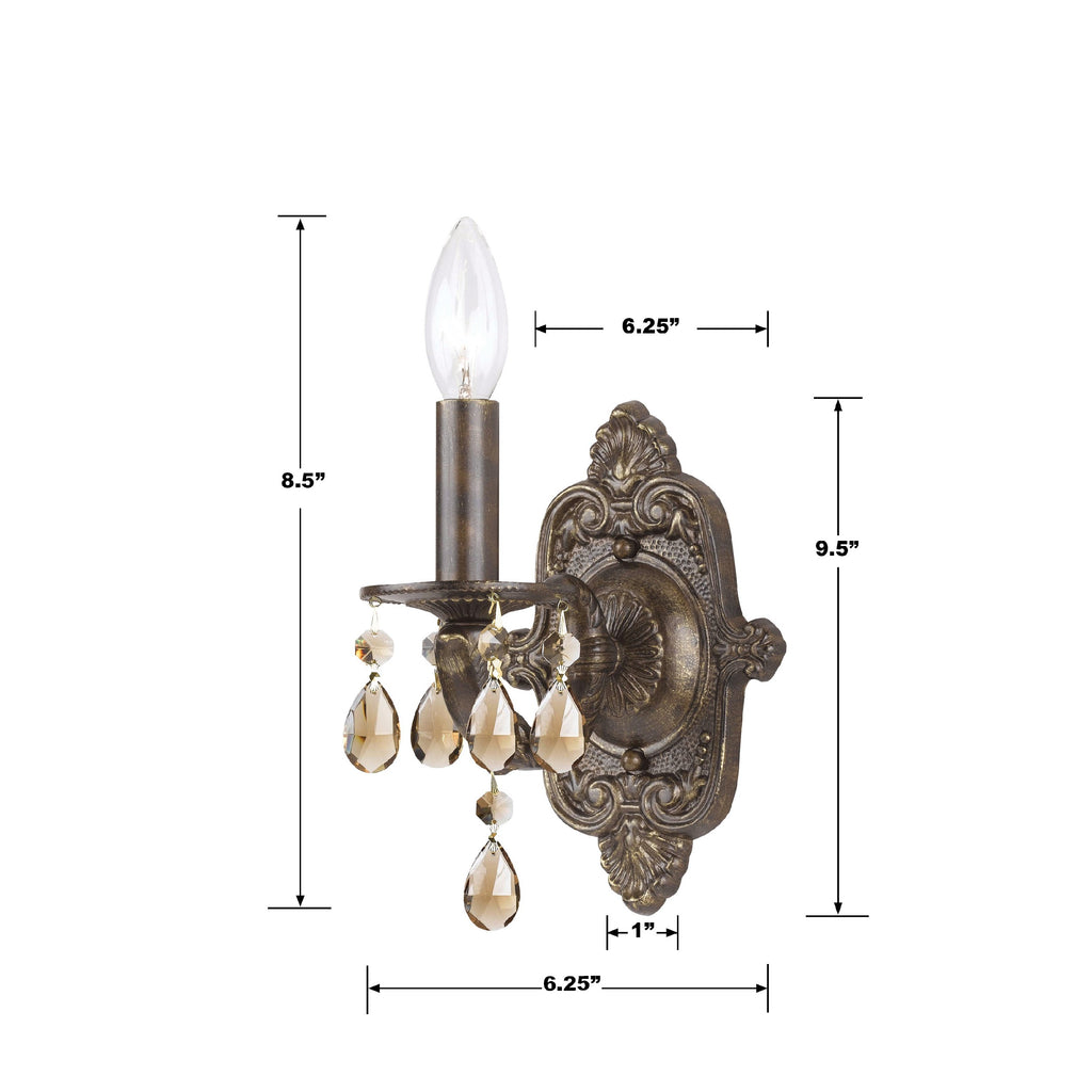 Paris Market 1 Light Clear Crystal Venetian Bronze Sconce Wall Sconce Crystorama