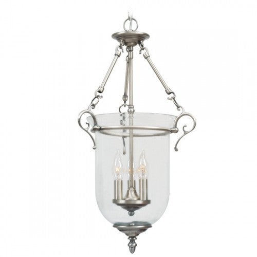 3 Light Brushed Nickel Chain Lantern Pendant Livex