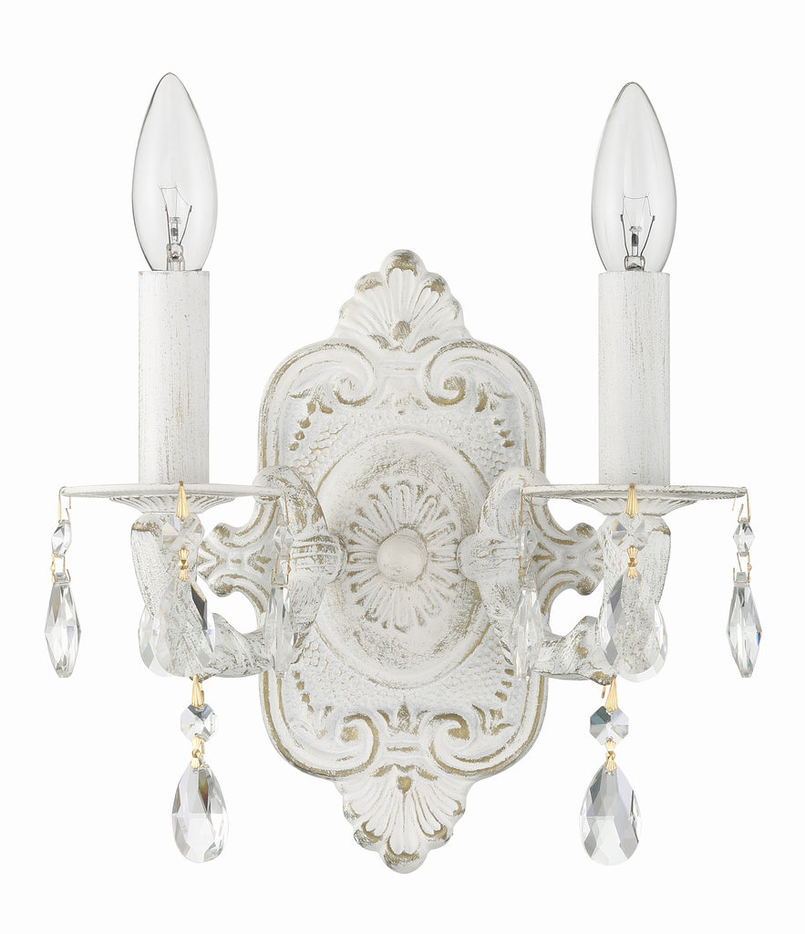 Paris Market 2 Light Clear Crystal Antique White Sconce Wall Sconce Crystorama