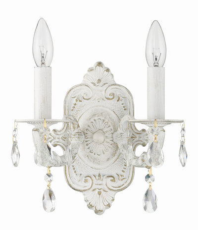 Paris Market 2 Light Clear Crystal Antique White Sconce Wall Sconce Crystorama