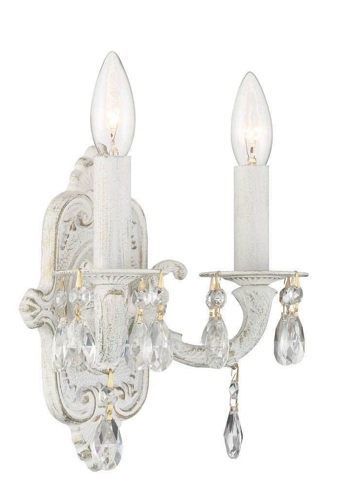 Paris Market 2 Light Clear Crystal Antique White Sconce Wall Sconce Crystorama