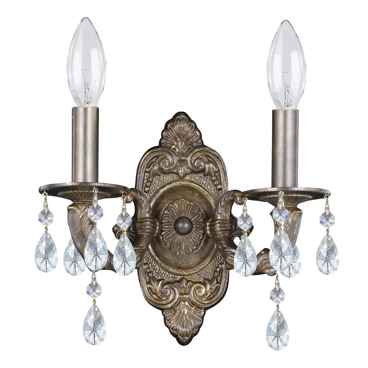 Paris Market 2 Light Clear Crystal Venetian Bronze Sconce Wall Sconce Crystorama