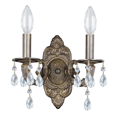 Paris Market 2 Light Clear Crystal Venetian Bronze Sconce Wall Sconce Crystorama