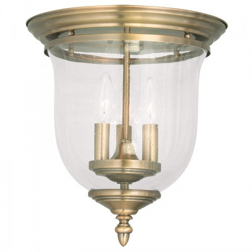 3 Light Antique Brass Ceiling Mount Flush Mount Livex