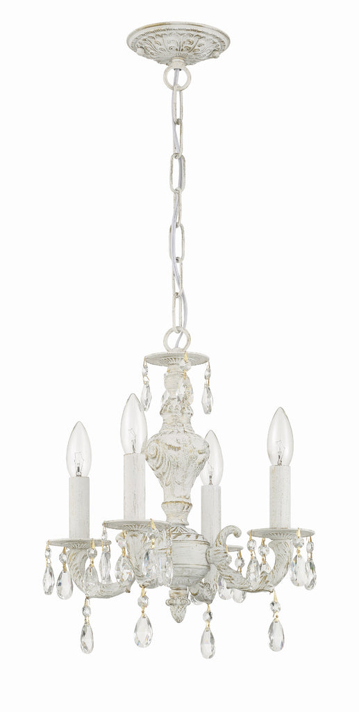 Paris Market 4 Light Clear Crystal Antique White Mini Chandelier Chandelier Crystorama