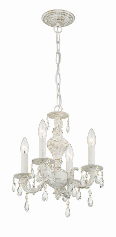 Paris Market 4 Light Clear Crystal Antique White Mini Chandelier Chandelier Crystorama