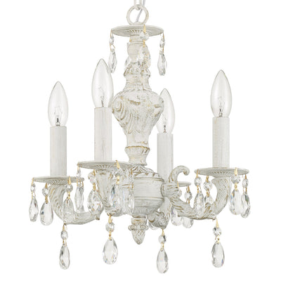 Paris Market 4 Light Clear Crystal Antique White Mini Chandelier Chandelier Crystorama