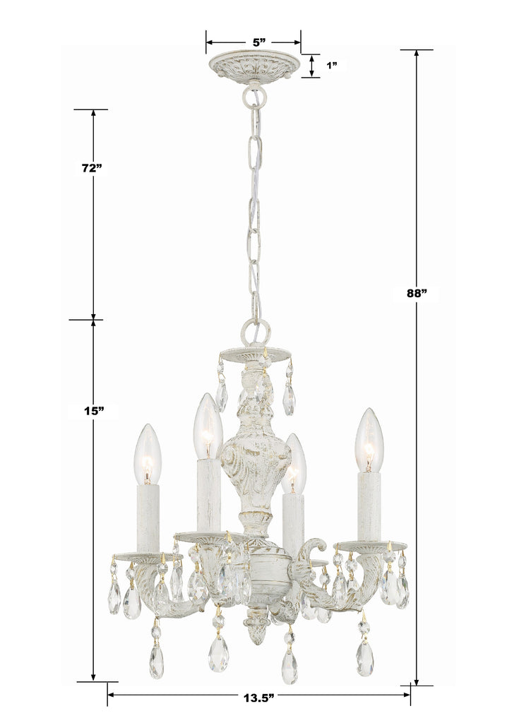 Paris Market 4 Light Clear Crystal Antique White Mini Chandelier Chandelier Crystorama