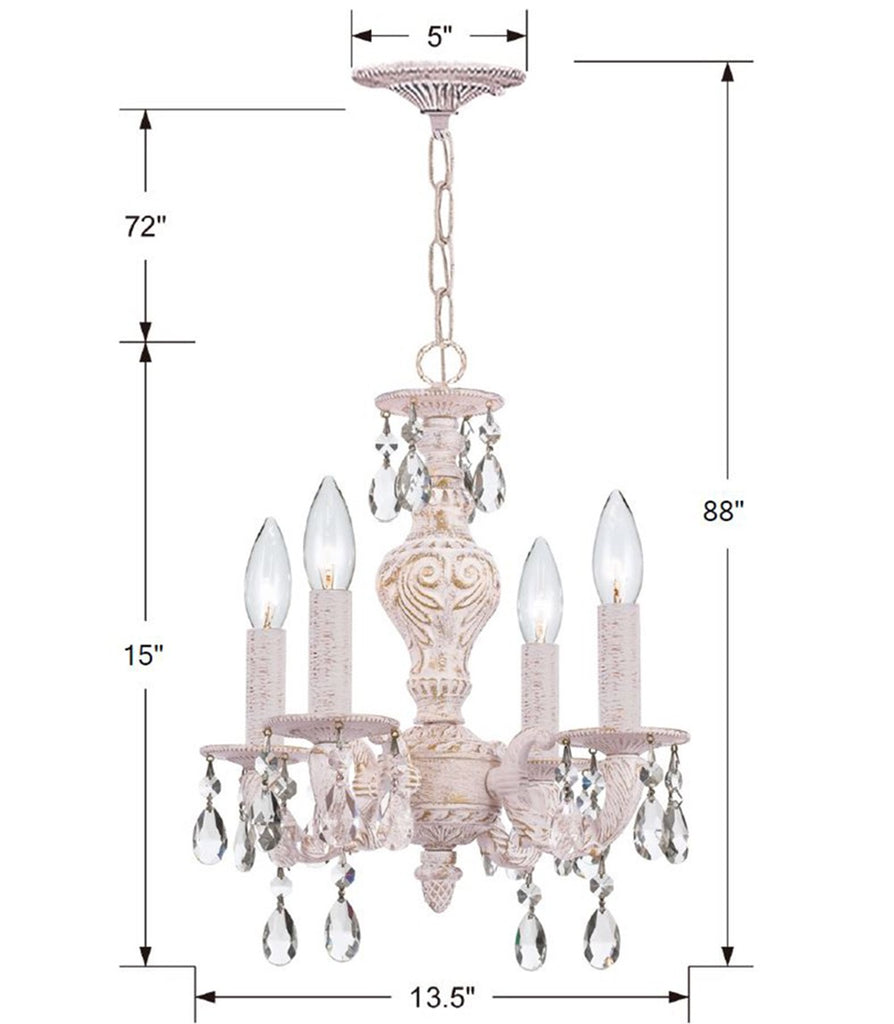 Paris Market 4 Light Spectra Crystal Antique White Mini Chandelier Chandelier Crystorama