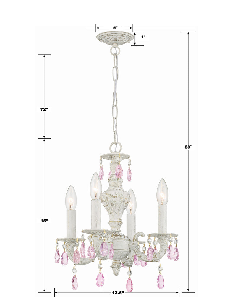 Paris Market 4 Light Rose Crystal Antique White Mini Chandelier Chandelier Crystorama