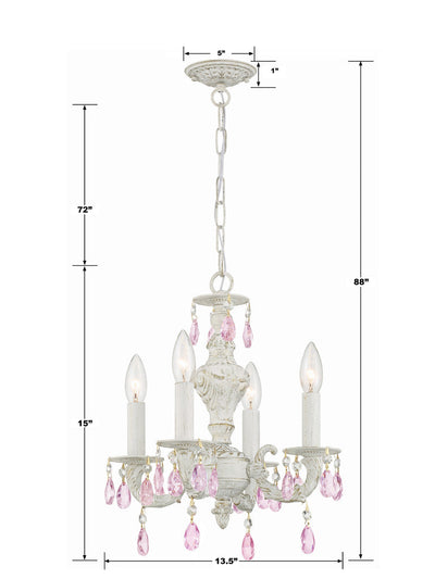 Paris Market 4 Light Rose Crystal Antique White Mini Chandelier Chandelier Crystorama