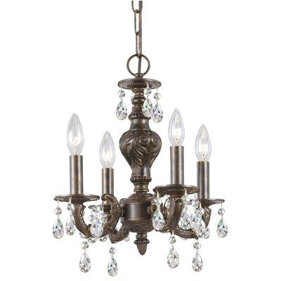 Paris Market 4 Light Rose Crystal Antique White Mini Chandelier Chandelier Crystorama