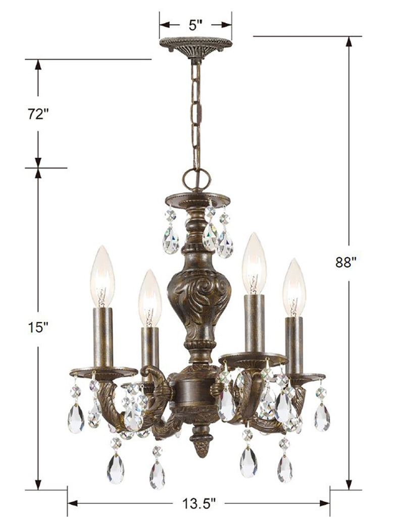 Paris Market 4 Light Spectra Crystal Venetian Bronze Mini Chandelier Chandelier Crystorama