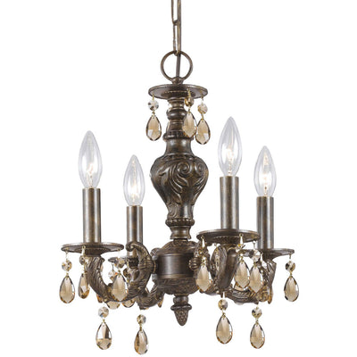 Paris Market 4 Light Clear Crystal Venetian Bronze Mini Chandelier Chandelier Crystorama