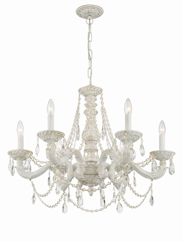 Paris Market 6 Light Clear Crystal Antique White Chandelier Chandelier Crystorama