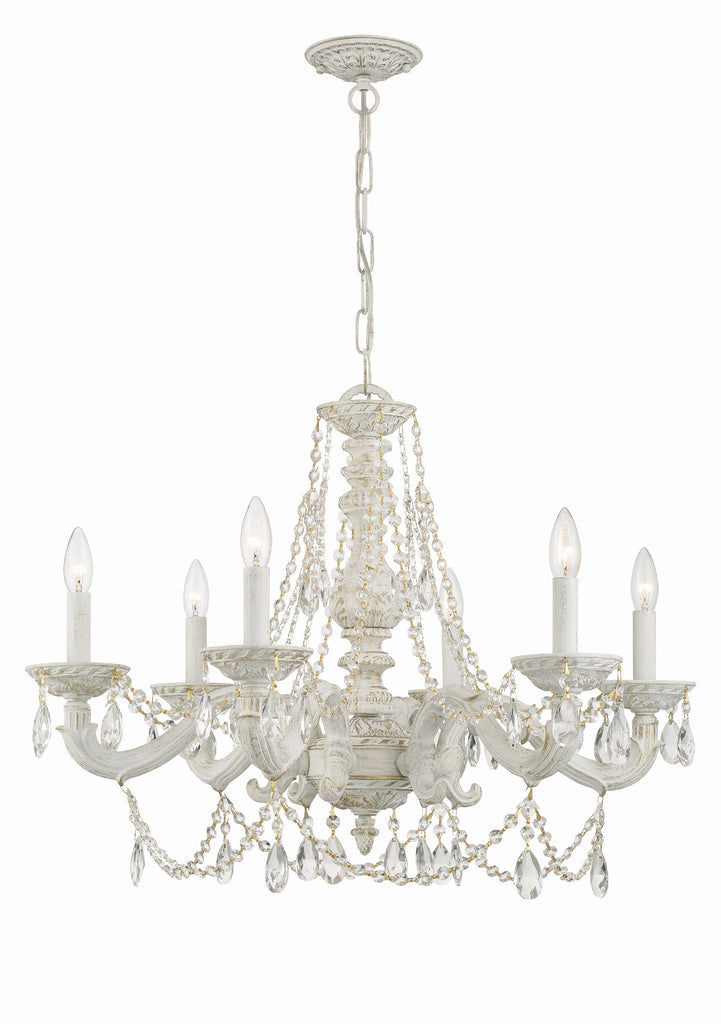 Paris Market 6 Light Clear Crystal Antique White Chandelier Chandelier Crystorama