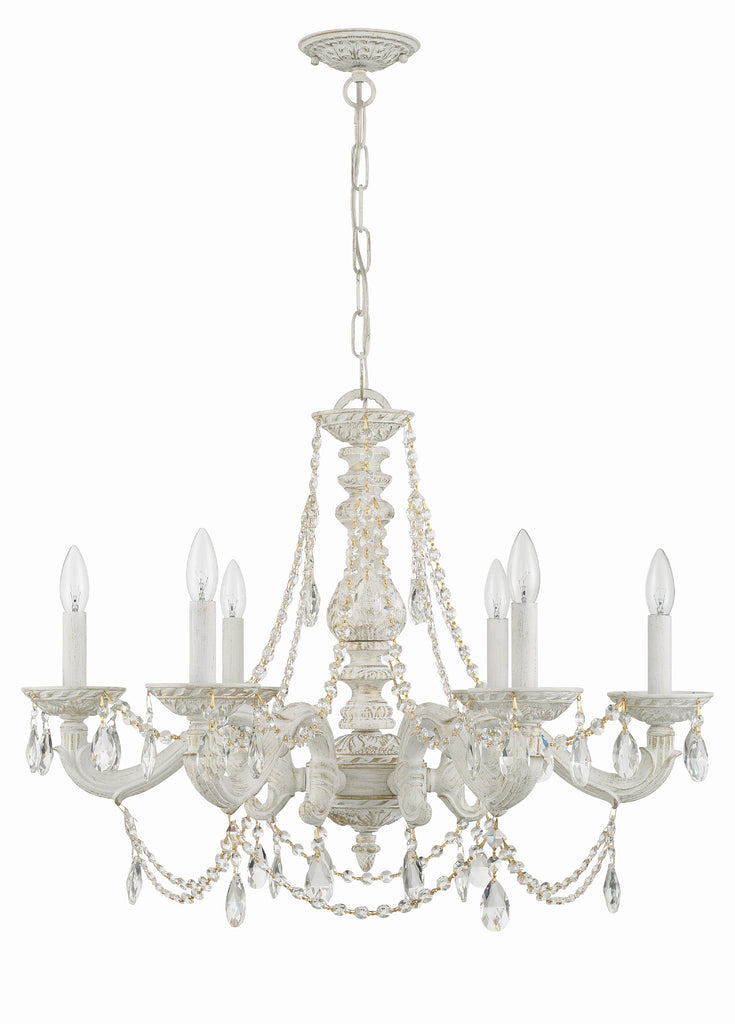 Paris Market 6 Light Clear Crystal Antique White Chandelier Chandelier Crystorama