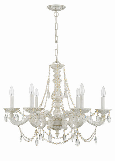 Paris Market 6 Light Clear Crystal Antique White Chandelier Chandelier Crystorama