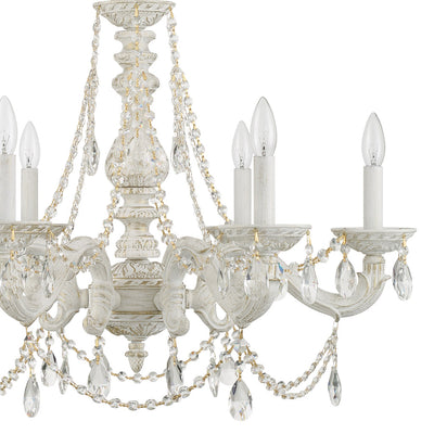 Paris Market 6 Light Clear Crystal Antique White Chandelier Chandelier Crystorama