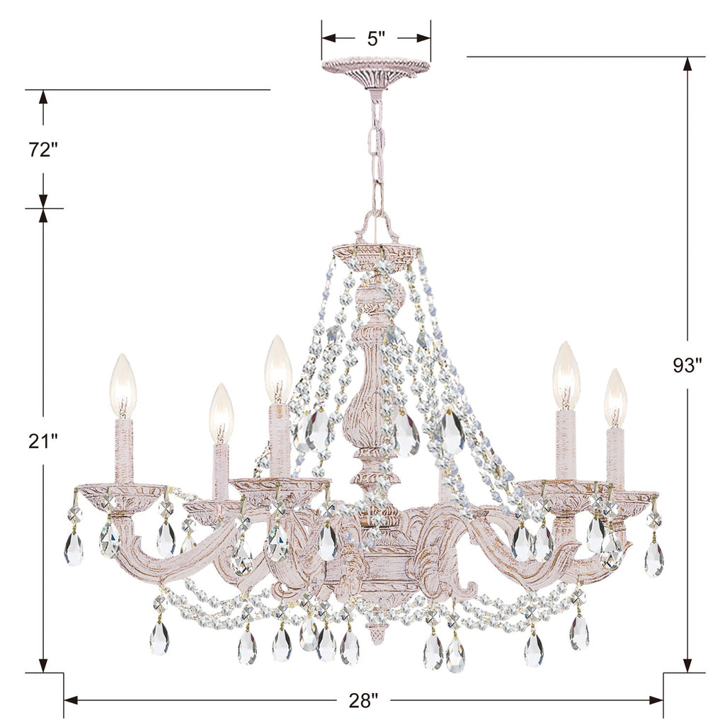 Paris Market 6 Light Spectra Crystal Antique White Chandelier Chandelier Crystorama