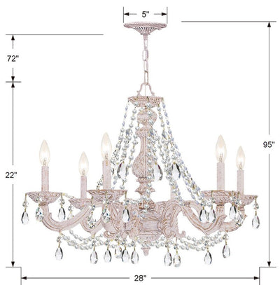 Paris Market 6 Light Swarovski Strass Crystal Antique White Chandelier Chandelier Crystorama