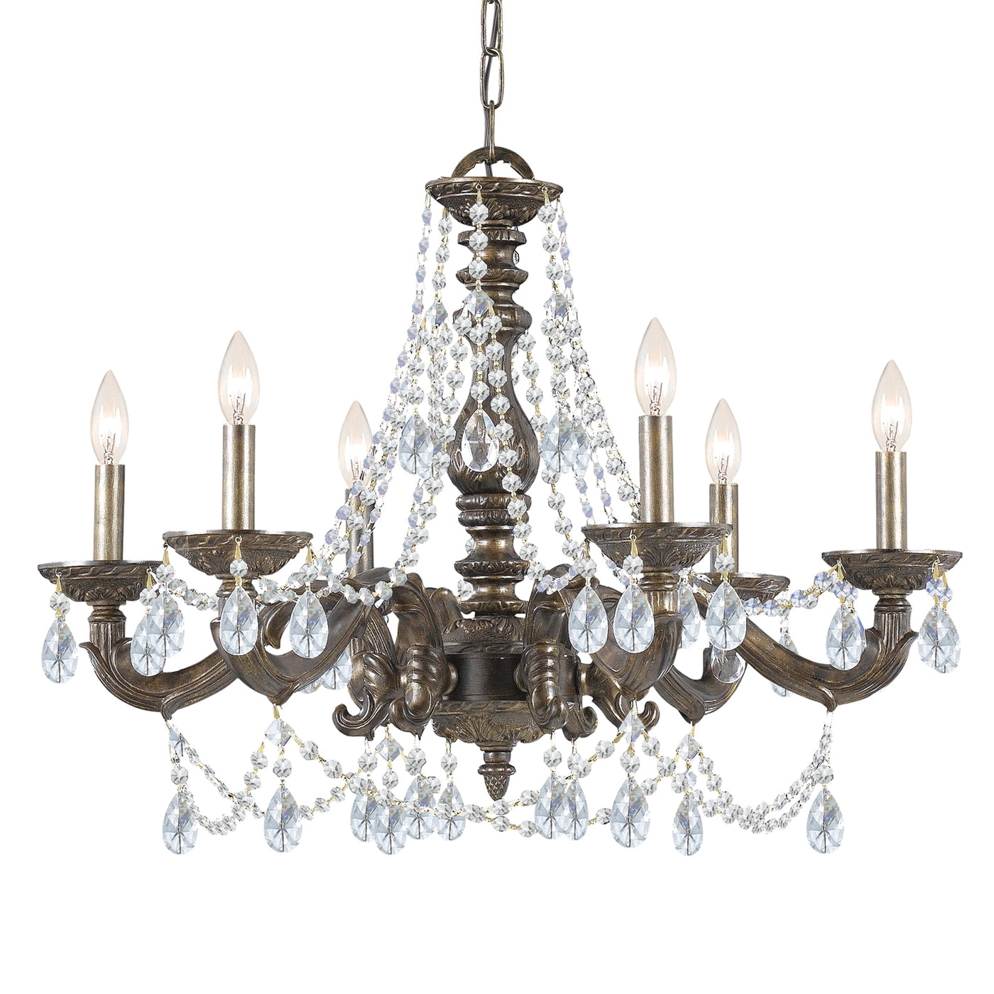 Paris Market 6 Light Clear Crystal Venetian Bronze Chandelier Chandelier Crystorama