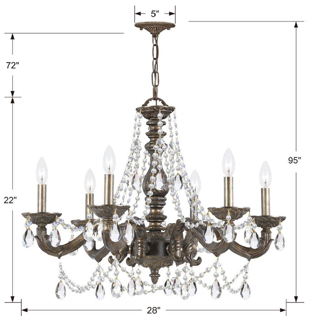 Paris Market 6 Light Clear Crystal Venetian Bronze Chandelier Chandelier Crystorama