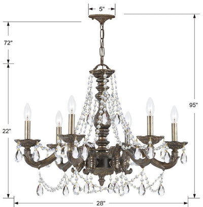 Paris Market 6 Light Swarovski Strass Crystal Venetian Bronze Chandelier Chandelier Crystorama