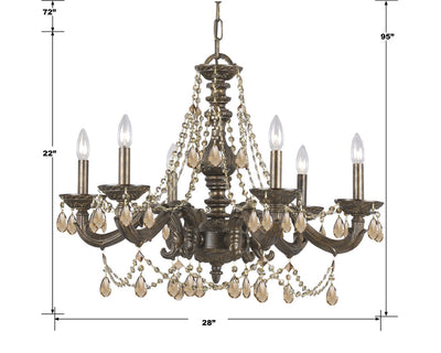 Paris Market 6 Light Golden Teak Hand Cut Crystal Venetian Bronze Chandelier Chandelier Crystorama