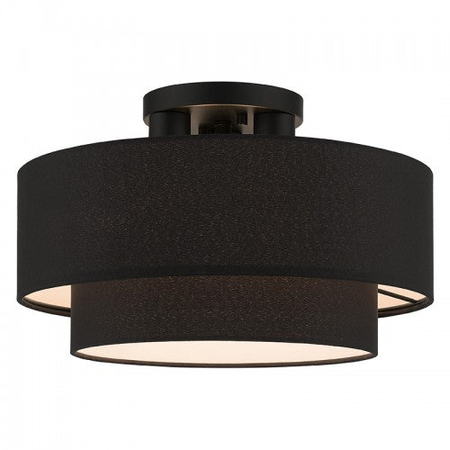 3 Light Black Large Semi-Flush Semi Flush Livex