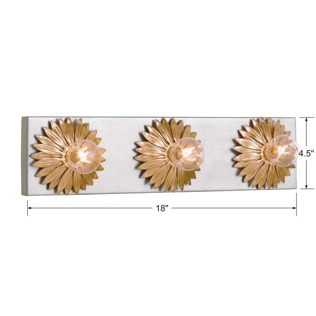 Broche 3 Light Antique Gold + Antique Silver Bathroom Vanity Bath and Vanity Crystorama