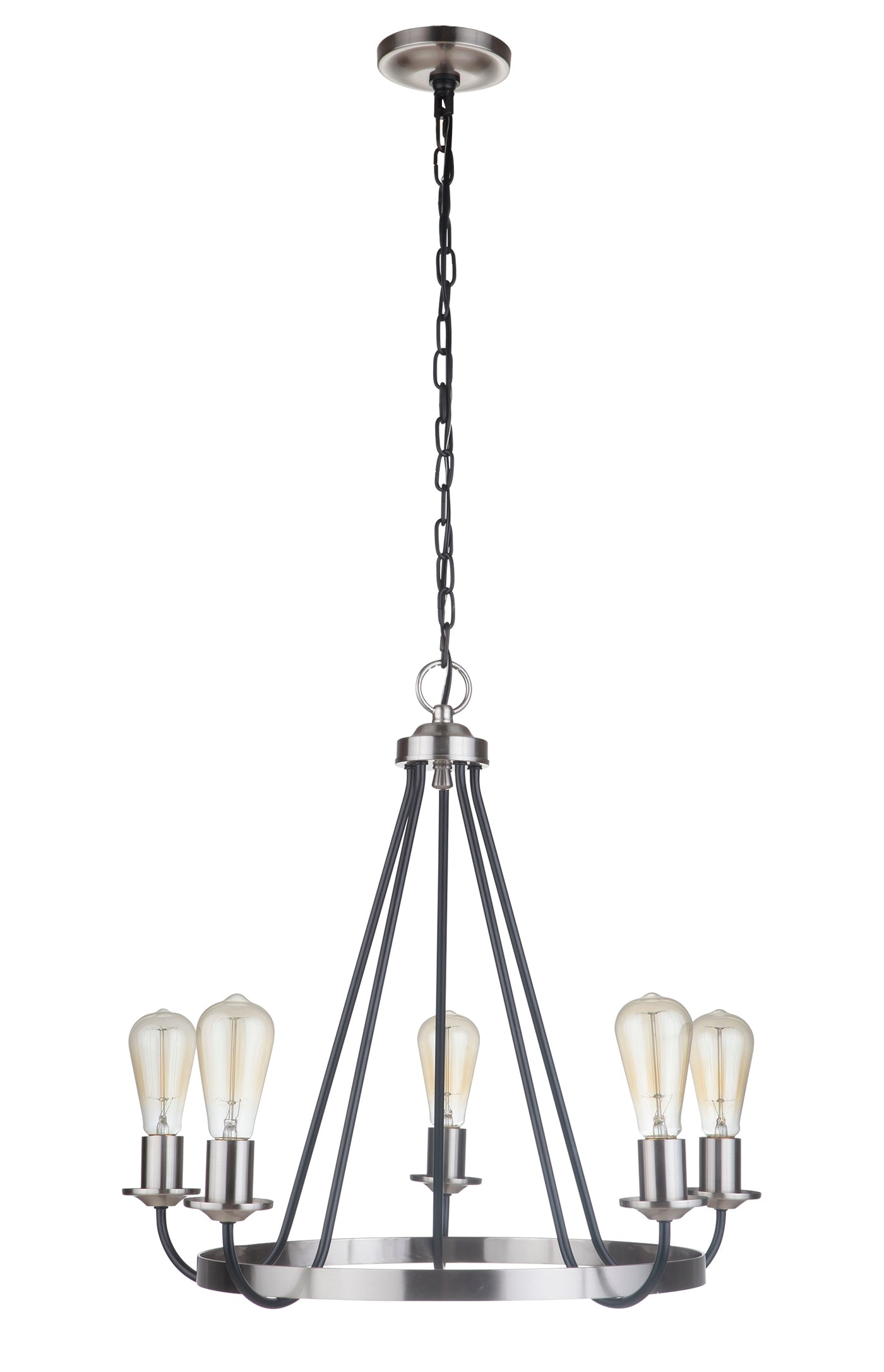 Randolph 5 Light Chandelier in Flat Black/Brushed Polished Nickel Chandelier Craftmade