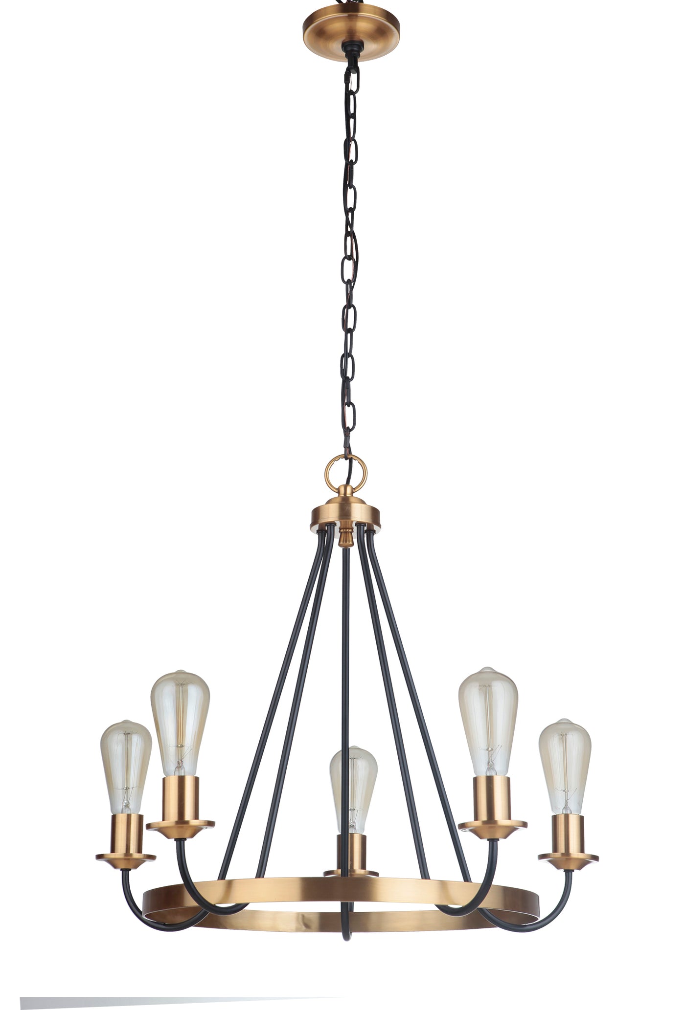 Randolph 5 Light Chandelier in Flat Black/Satin Brass Chandelier Craftmade