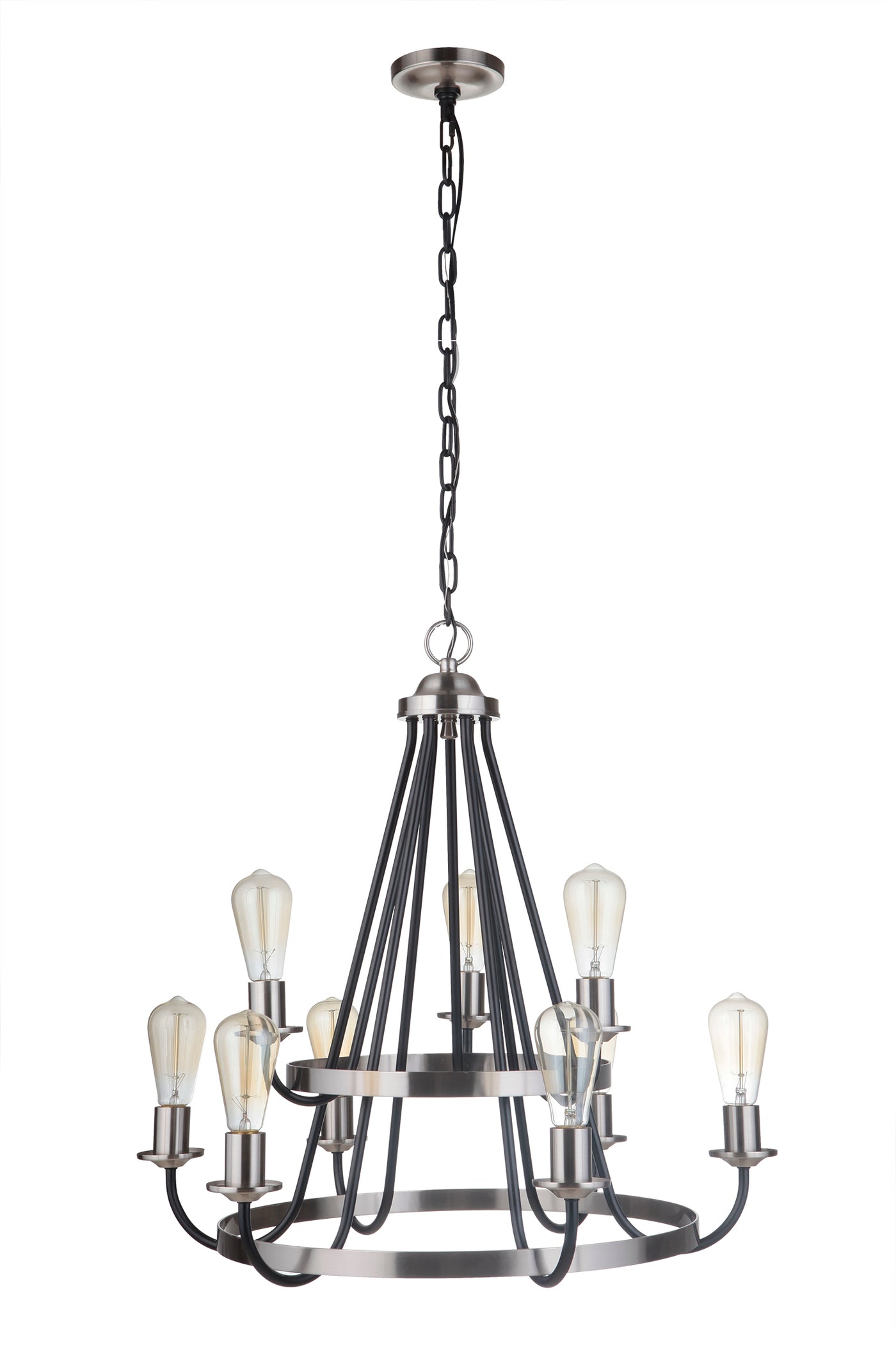 Randolph 9 Light Chandelier in Flat Black/Brushed Polished Nickel Chandelier Craftmade