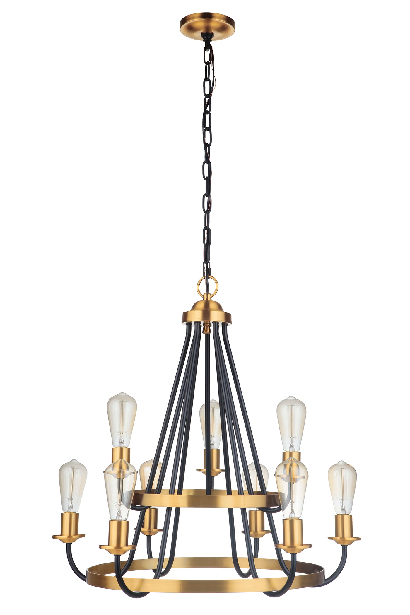 Randolph 9 Light Chandelier in Flat Black/Satin Brass Chandelier Craftmade