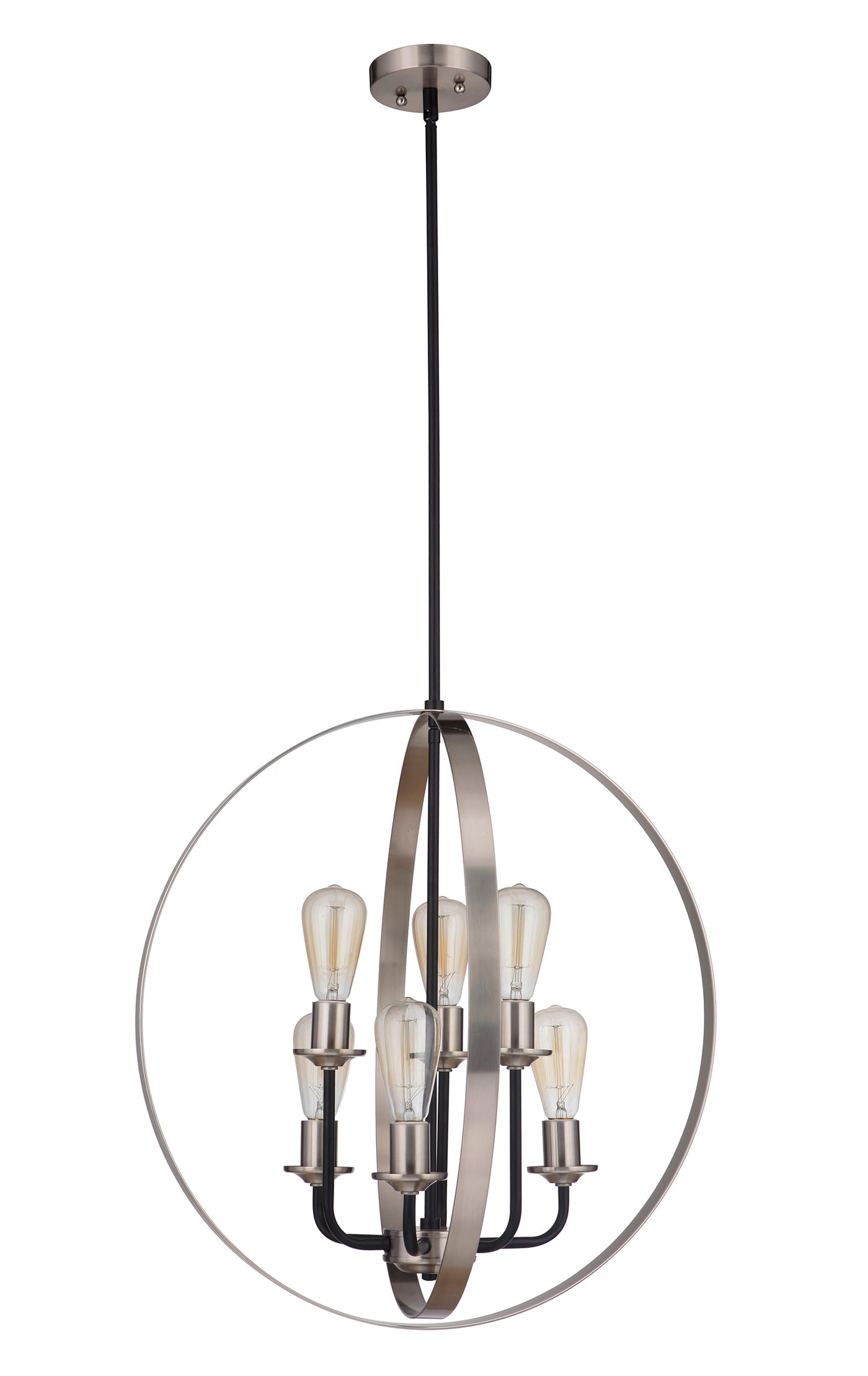 Randolph 6 Light Foyer in Flat Black/Brushed Polished Nickel Pendant Craftmade