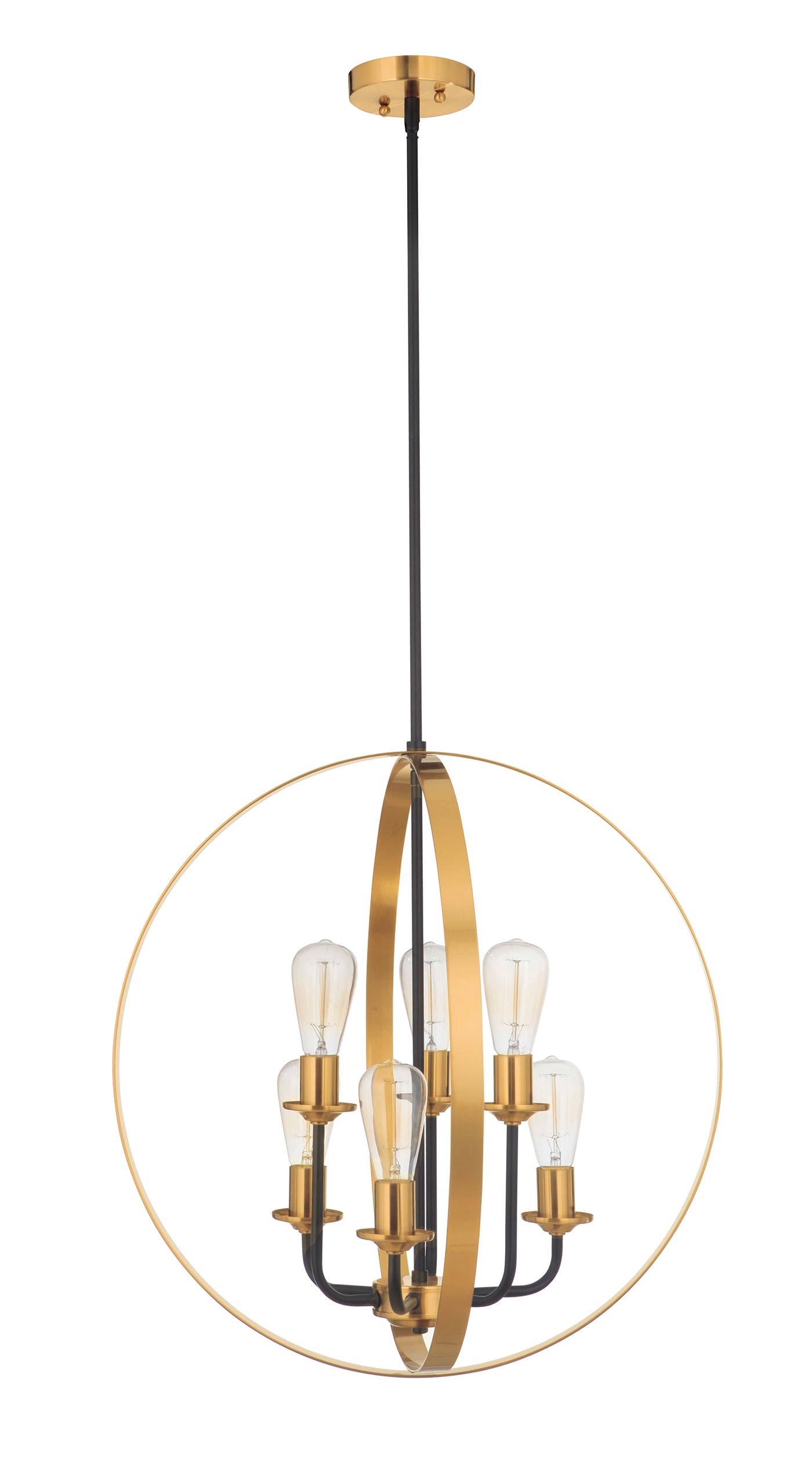 Randolph 6 Light Foyer in Flat Black/Satin Brass Pendant Craftmade